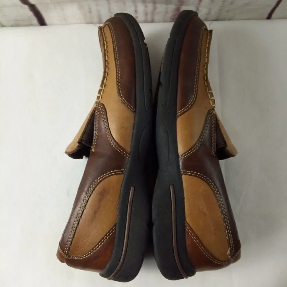 Croft & Barrow Two Tone Brown Leather Slip-On Casual Loafer Shoes Size 9.5M